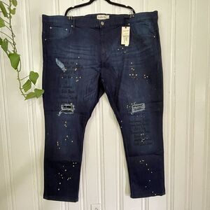 Blue Cult Men Blue Stretch Paint Splatter Distressed Graphic Jeans Size 50 NWT